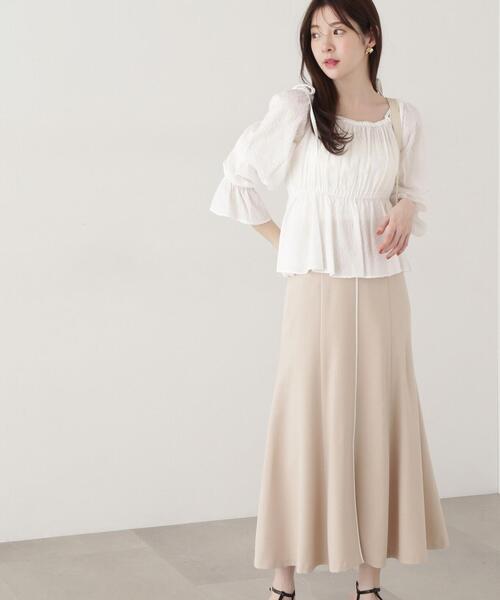 PROPORTION BODY DRESSING(プロポーションボディドレッシング)の「ドットドビーストライプペプラムブラウス / 1215110305(シャツ/ブラウス・レディース・ホワイト/イエロー/ブルー・FREE)」の4枚目の写真