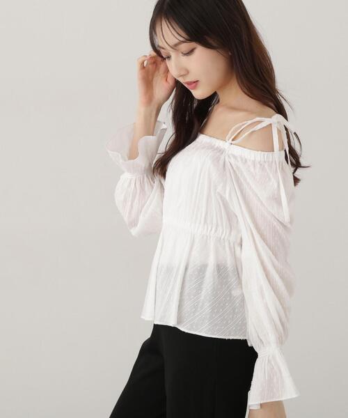 PROPORTION BODY DRESSING(プロポーションボディドレッシング)の「ドットドビーストライプペプラムブラウス / 1215110305(シャツ/ブラウス・レディース・ホワイト/イエロー/ブルー・FREE)」の5枚目の写真