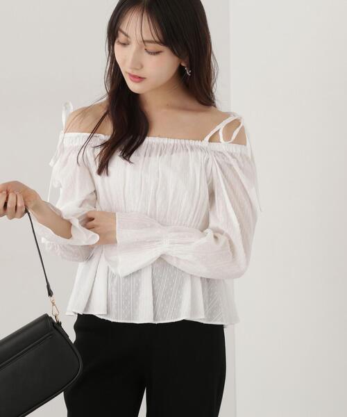 PROPORTION BODY DRESSING(プロポーションボディドレッシング)の「ドットドビーストライプペプラムブラウス / 1215110305(シャツ/ブラウス・レディース・ホワイト/イエロー/ブルー・FREE)」の7枚目の写真