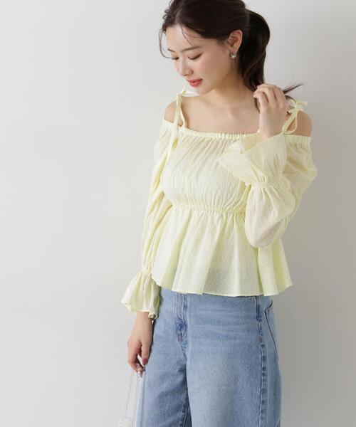 PROPORTION BODY DRESSING(プロポーションボディドレッシング)の「ドットドビーストライプペプラムブラウス / 1215110305(シャツ/ブラウス・レディース・ホワイト/イエロー/ブルー・FREE)」の12枚目の写真