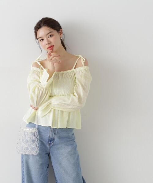 PROPORTION BODY DRESSING(プロポーションボディドレッシング)の「ドットドビーストライプペプラムブラウス / 1215110305(シャツ/ブラウス・レディース・ホワイト/イエロー/ブルー・FREE)」の13枚目の写真