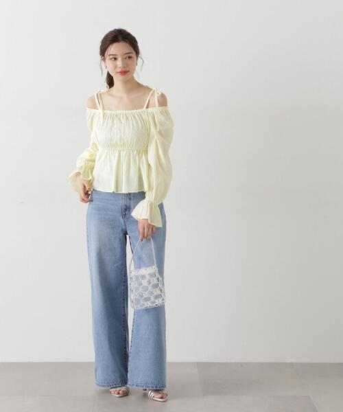 PROPORTION BODY DRESSING(プロポーションボディドレッシング)の「ドットドビーストライプペプラムブラウス / 1215110305(シャツ/ブラウス・レディース・ホワイト/イエロー/ブルー・FREE)」の14枚目の写真