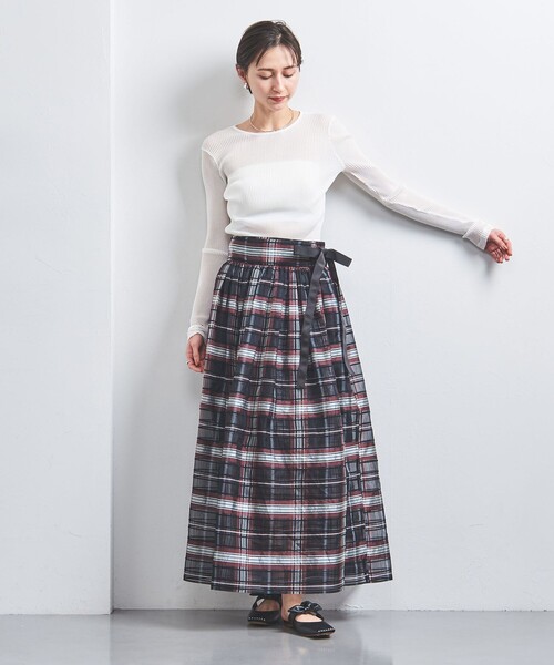 UNITED ARROWS(ユナイテッドアローズ)の「シアー チェック ラップスカート(スカート・レディース・その他1・36/38)」の4枚目の写真