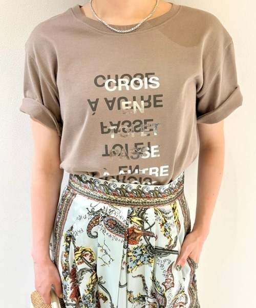 アルアバイルtシャツ メタリックレイヤードロゴTシャツ（Tシャツ/カットソー