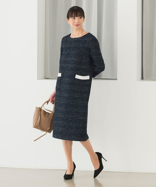 Rebloom（リブルーム Rebloom Reb loom）の「【洗える/セレモニースーツ/ママスーツ】バイカラーツイードワンピース 単品（スーツスカート・レディース・ホワイト/ネイビー/ブラック・L/M/S）」の19枚目の写真