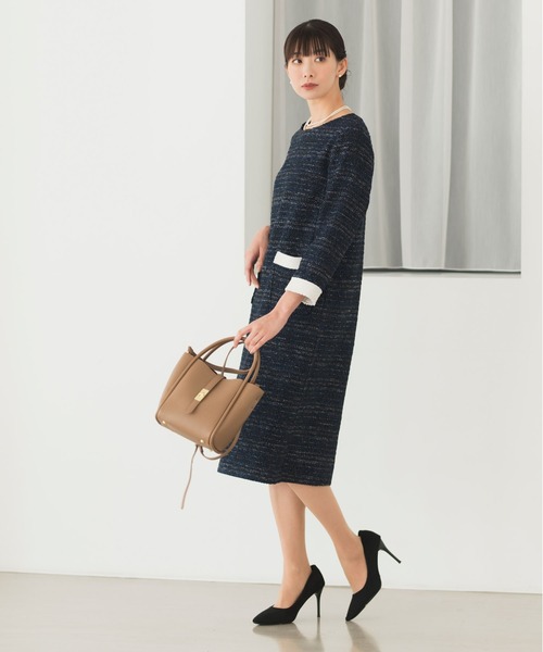 Rebloom（リブルーム Rebloom Reb loom）の「【洗える/セレモニースーツ/ママスーツ】バイカラーツイードワンピース 単品（スーツスカート・レディース・ホワイト/ネイビー/ブラック・L/M/S）」の21枚目の写真