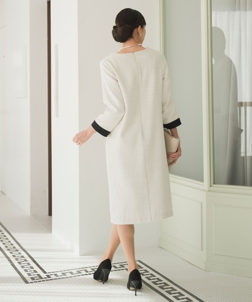 Rebloom（リブルーム Rebloom Reb loom）の「【洗える/セレモニースーツ/ママスーツ】バイカラーツイードワンピース 単品（スーツスカート・レディース・ホワイト/ネイビー/ブラック・L/M/S）」の17枚目の写真