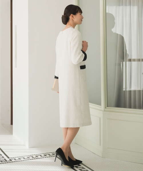 Rebloom（リブルーム Rebloom Reb loom）の「【洗える/セレモニースーツ/ママスーツ】バイカラーツイードワンピース 単品（スーツスカート・レディース・ホワイト/ネイビー/ブラック・L/M/S）」の16枚目の写真