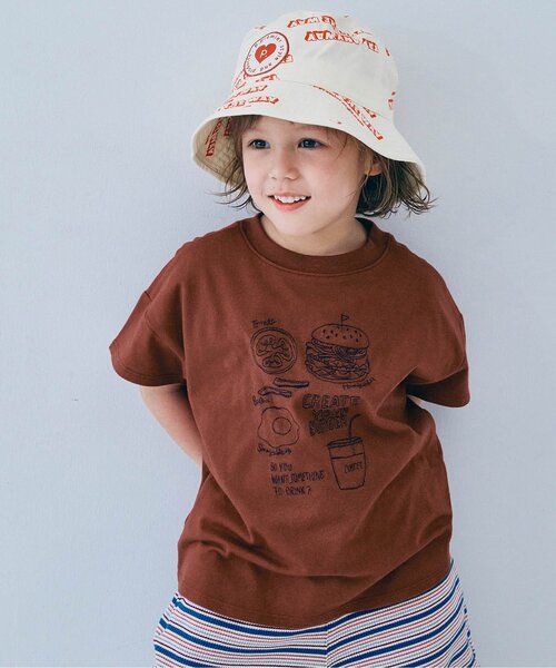 p.premier（ピードットプルミエ）の「【ジュニア対応】2柄刺繍半袖Tシャツ（Tシャツ/カットソー・キッズ・チャコール/ライトグレー/ブラウン/アイボリー/ベビーピンク・140/130/120/110/100/90/80）」の4枚目の写真