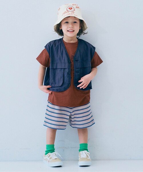 p.premier（ピードットプルミエ）の「【ジュニア対応】2柄刺繍半袖Tシャツ（Tシャツ/カットソー・キッズ・チャコール/ライトグレー/ブラウン/アイボリー/ベビーピンク・140/130/120/110/100/90/80）」の9枚目の写真