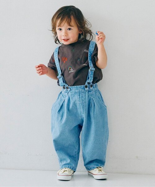 p.premier（ピードットプルミエ）の「【ジュニア対応】2柄刺繍半袖Tシャツ（Tシャツ/カットソー・キッズ・チャコール/ライトグレー/ブラウン/アイボリー/ベビーピンク・140/130/120/110/100/90/80）」の10枚目の写真