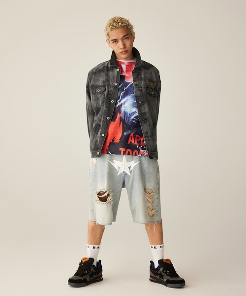 ジャケット・アウター MUZE ZIMBABWE BLEACH DENIM JACKET MUZE ZIMBABWE BLEACH DENIM JACKET