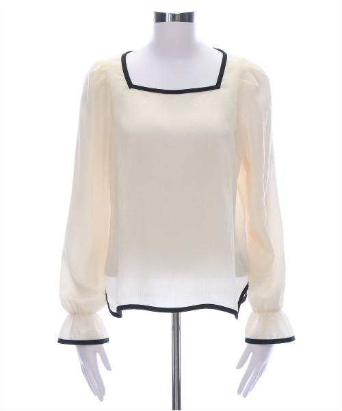 CLEAR BASIC（クリアベーシック）の「配色キャンディースリーブ長袖ブラウス [上品 オフィスカジュアル 着回し抜群 大人]≪再入荷≫（シャツ/ブラウス・レディース・アイボリー/ブルーグレー/ブラック・F）」の19枚目の写真