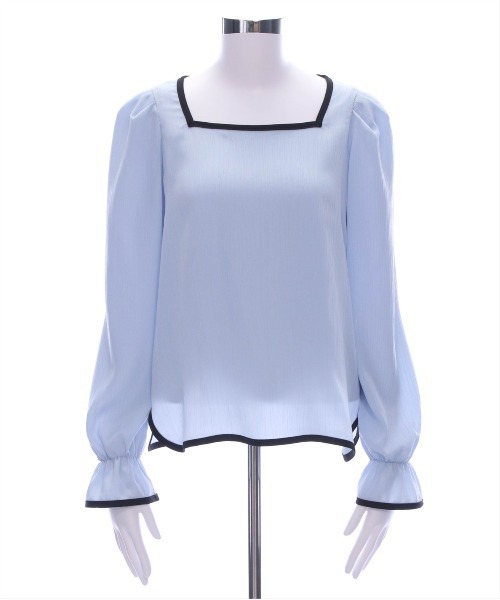 CLEAR BASIC（クリアベーシック）の「配色キャンディースリーブ長袖ブラウス [上品 オフィスカジュアル 着回し抜群 大人]≪再入荷≫（シャツ/ブラウス・レディース・アイボリー/ブルーグレー/ブラック・F）」の20枚目の写真