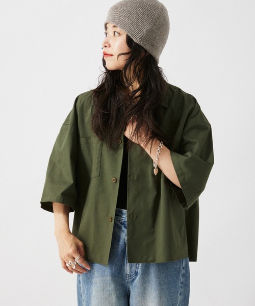 JOURNAL STANDARD relume(ジャーナルスタンダード レリューム)の「【ZOZO限定】TWILL クロップドS/S(シャツ/ブラウス・メンズ・チャコール/ブラック/カーキ/アイボリー・XS/S/M/L/XL)」の4枚目の写真