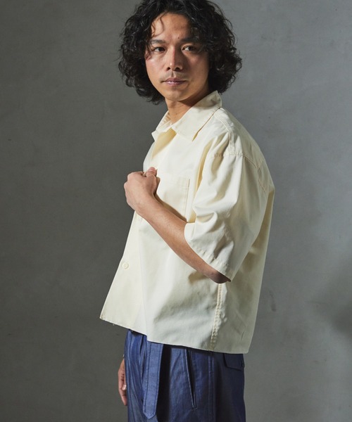 JOURNAL STANDARD relume(ジャーナルスタンダード レリューム)の「【ZOZO限定】TWILL クロップドS/S(シャツ/ブラウス・メンズ・チャコール/ブラック/カーキ/アイボリー・XS/S/M/L/XL)」の9枚目の写真
