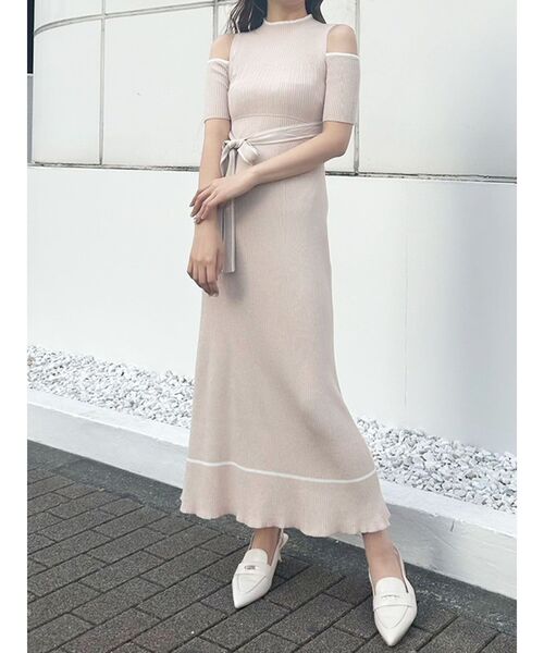 マーキュリーデュオ リボン ワンピース セール】配色クロスリボンニットワンピース（ワンピース