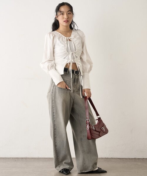 WHO'S WHO gallery(フーズフーギャラリー)の「ASSORTED GATHERED COIL DESIGN SHIRT(シャツ/ブラウス・レディース・ブラック/サックスブルー/ブラウン/ホワイト/ホワイト系その他・FREE)」の16枚目の写真