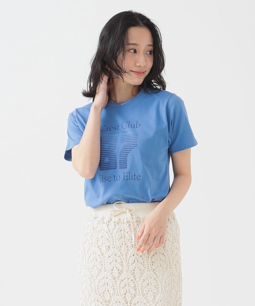 B:MING by BEAMS(ビーミングバイビームス)の「ロゴ プリント Tシャツ(Tシャツ/カットソー・レディース・トップグレー/ブルー/オフホワイト・ONE SIZE)」の1枚目の写真