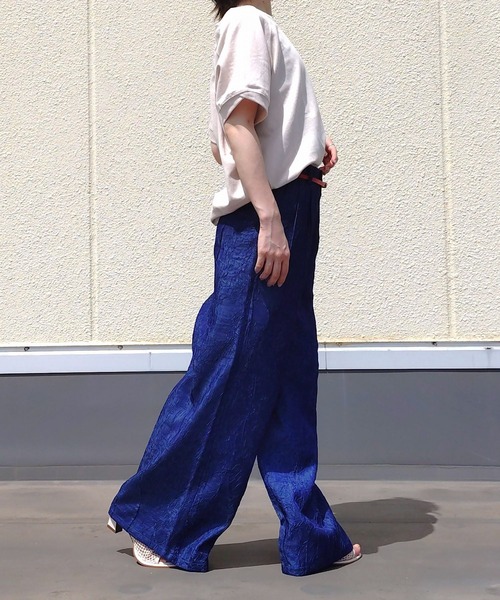 セール】デニム風シワ加工パンツ（デニムパンツ）｜Q（キュー
