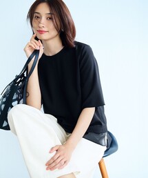 ストレッチジョーゼット シアーコンビ カットソー