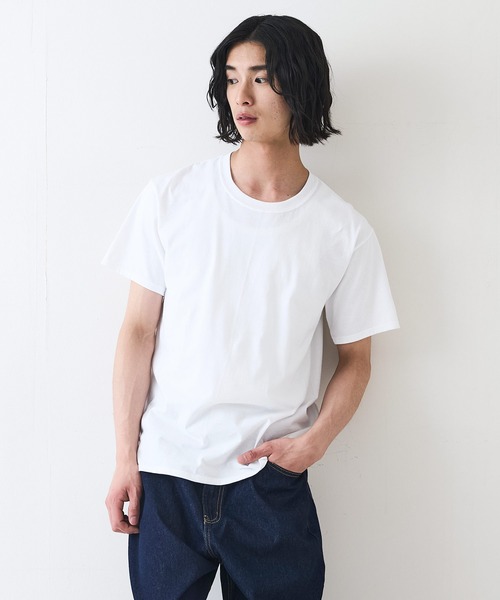 HANES(ヘインズ)の「【HANES/ヘインズ】【両脇に接ぎ目がない丸胴仕様】クルーネックTシャツ 2枚セット タグレス仕様 ワンポイントロゴ まとめ買い ユニセックス(Tシャツ/カットソー・メンズ・ホワイト/ブラック・MEDIUM/LARGE/X-LARGE)」の19枚目の写真