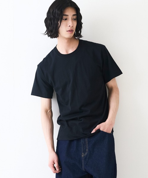 HANES(ヘインズ)の「【HANES/ヘインズ】【両脇に接ぎ目がない丸胴仕様】クルーネックTシャツ 2枚セット タグレス仕様 ワンポイントロゴ まとめ買い ユニセックス(Tシャツ/カットソー・メンズ・ホワイト/ブラック・MEDIUM/LARGE/X-LARGE)」の14枚目の写真
