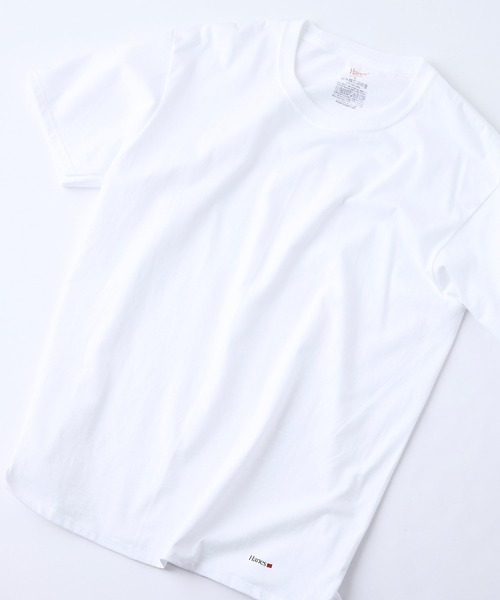 HANES(ヘインズ)の「【HANES/ヘインズ】【両脇に接ぎ目がない丸胴仕様】クルーネックTシャツ 2枚セット タグレス仕様 ワンポイントロゴ まとめ買い ユニセックス(Tシャツ/カットソー・メンズ・ホワイト/ブラック・MEDIUM/LARGE/X-LARGE)」の10枚目の写真