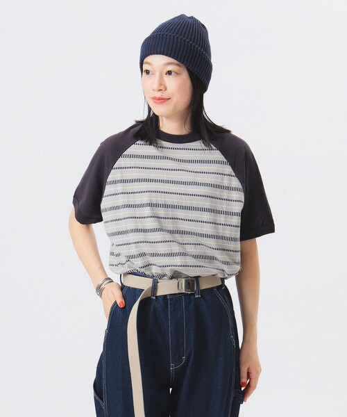 ビームスボーイ ジャカード ラグラン ショートスリーブ セール】ボーイ ジャカード ラグラン ショートスリーブ（Tシャツ