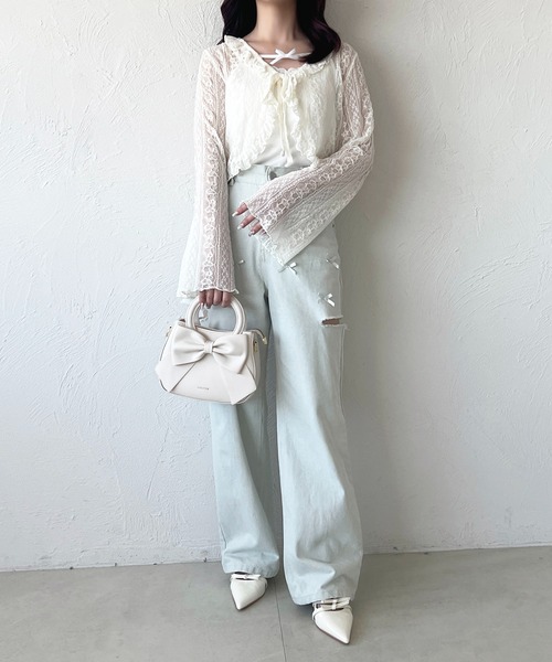 apres jour（アプレジュール）の「レースリボンカーディガン（カーディガン/ボレロ・レディース・アイボリー/ブラック/ベージュ・フリー）」の21枚目の写真