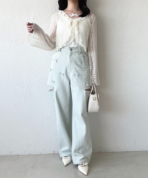 apres jour（アプレジュール）の「レースリボンカーディガン（カーディガン/ボレロ・レディース・アイボリー/ブラック/ベージュ・フリー）」の22枚目の写真