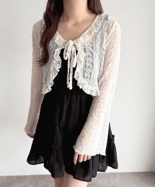apres jour（アプレジュール）の「レースリボンカーディガン（カーディガン/ボレロ・レディース・アイボリー/ブラック/ベージュ・フリー）」の15枚目の写真