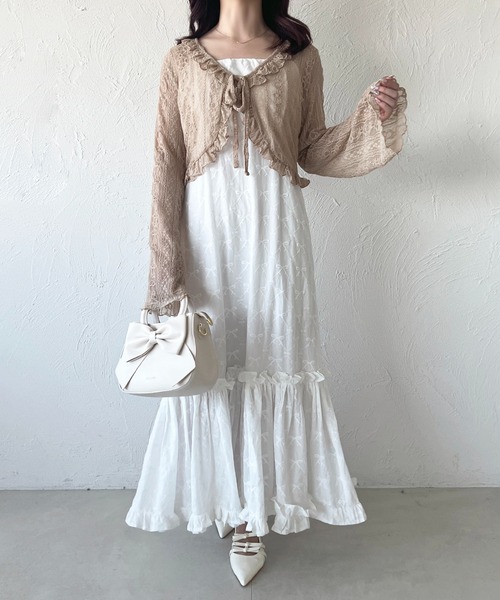 apres jour（アプレジュール）の「レースリボンカーディガン（カーディガン/ボレロ・レディース・アイボリー/ブラック/ベージュ・フリー）」の4枚目の写真