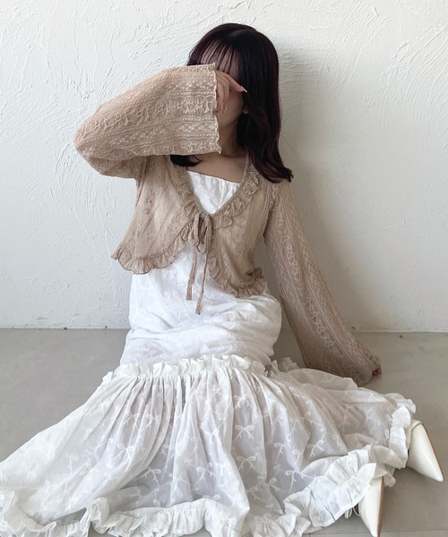 apres jour（アプレジュール）の「レースリボンカーディガン（カーディガン/ボレロ・レディース・アイボリー/ブラック/ベージュ・フリー）」の11枚目の写真