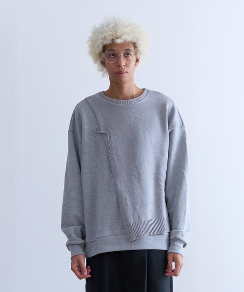 DISCOVERED（ディスカバード）の「DISCOVERED MIX KNIT CUTSEWN（スウェット・メンズ・グレー/ブラック・1/3）」の2枚目の写真