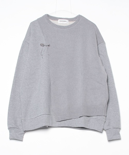 DISCOVERED（ディスカバード）の「DISCOVERED MIX KNIT CUTSEWN（スウェット・メンズ・グレー/ブラック・1/3）」の5枚目の写真