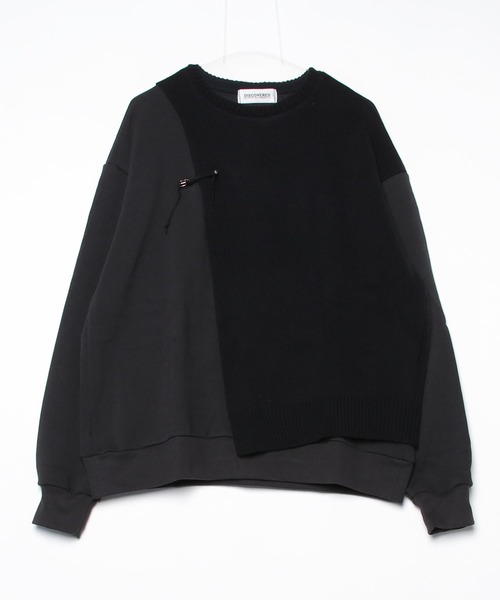 DISCOVERED（ディスカバード）の「DISCOVERED MIX KNIT CUTSEWN（スウェット・メンズ・グレー/ブラック・1/3）」の4枚目の写真