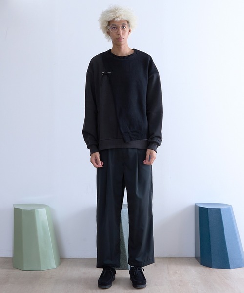 DISCOVERED（ディスカバード）の「DISCOVERED MIX KNIT CUTSEWN（スウェット・メンズ・グレー/ブラック・1/3）」の6枚目の写真