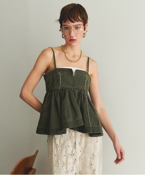 新品　メゾンスペシャル　Washed Peplum Tops Washed Peplum Tops/ウォッシュドペプラムトップス【MAISON