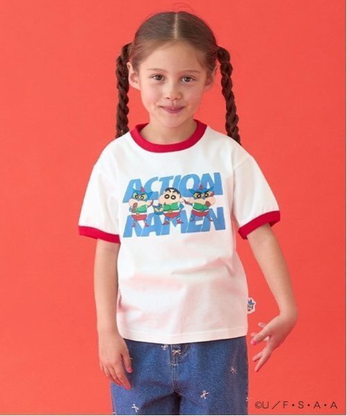 b・ROOM（ビールーム）の「【クレヨンしんちゃん】【カイテキ天竺】リンガーTシャツ（Tシャツ/カットソー・キッズ・マスタード/レッド/ブラック・100cm/110cm/120cm/130cm/140cm）」の3枚目の写真