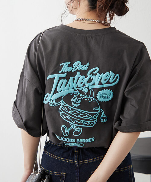 continuer de NICE CLAUP(コンティニューデナイスクラップ)の「ハンバーガーBOY発泡プリントT(Tシャツ/カットソー・レディース・オフホワイト/オートミール/スミクロ/ピンク・FREE)」の14枚目の写真