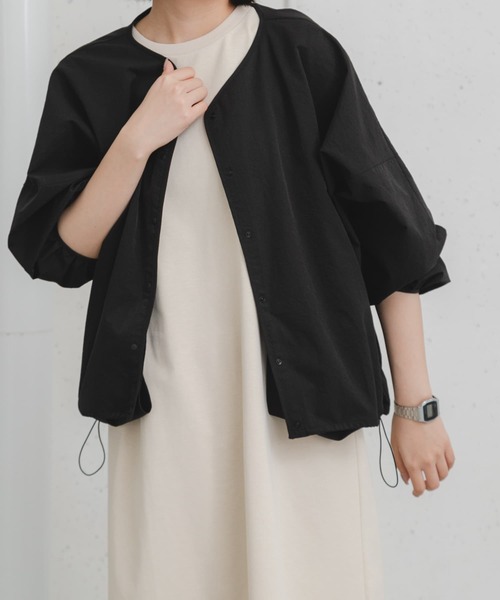 EKAL（エカル）の「『吸水速乾/軽量』DotAir CARDIGAN（カーディガン/ボレロ・レディース・ブラック/チャコールグレー・ONE）」の4枚目の写真