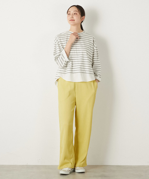 MELROSE claire(メルローズ クレール)の「【ボーダー天竺レイヤード風プルオーバー】(Tシャツ/カットソー・レディース・ホワイト×グレー/ブルー系その他/ホワイト×ネイビー・FREE)」の4枚目の写真