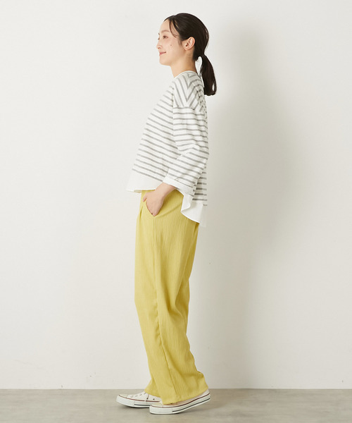 MELROSE claire(メルローズ クレール)の「【ボーダー天竺レイヤード風プルオーバー】(Tシャツ/カットソー・レディース・ホワイト×グレー/ブルー系その他/ホワイト×ネイビー・FREE)」の5枚目の写真