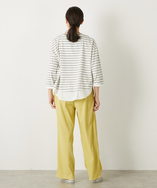 MELROSE claire(メルローズ クレール)の「【ボーダー天竺レイヤード風プルオーバー】(Tシャツ/カットソー・レディース・ホワイト×グレー/ブルー系その他/ホワイト×ネイビー・FREE)」の6枚目の写真