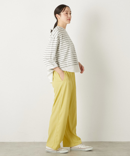 MELROSE claire(メルローズ クレール)の「【ボーダー天竺レイヤード風プルオーバー】(Tシャツ/カットソー・レディース・ホワイト×グレー/ブルー系その他/ホワイト×ネイビー・FREE)」の7枚目の写真