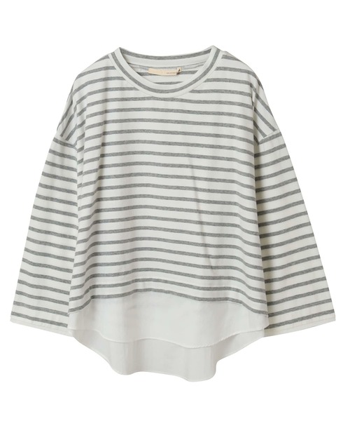 MELROSE claire(メルローズ クレール)の「【ボーダー天竺レイヤード風プルオーバー】(Tシャツ/カットソー・レディース・ホワイト×グレー/ブルー系その他/ホワイト×ネイビー・FREE)」の9枚目の写真