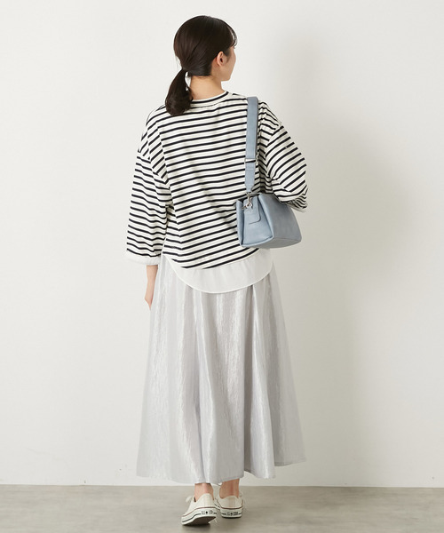 MELROSE claire(メルローズ クレール)の「【ボーダー天竺レイヤード風プルオーバー】(Tシャツ/カットソー・レディース・ホワイト×グレー/ブルー系その他/ホワイト×ネイビー・FREE)」の12枚目の写真