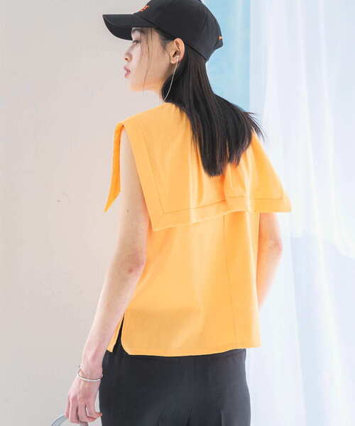 URBAN RESEARCH ROSSO WOMEN(アーバンリサーチ ロッソ)の「ケープデザインTシャツ(Tシャツ/カットソー・レディース・ネイビー/オフホワイト/オレンジ・FREE)」の5枚目の写真