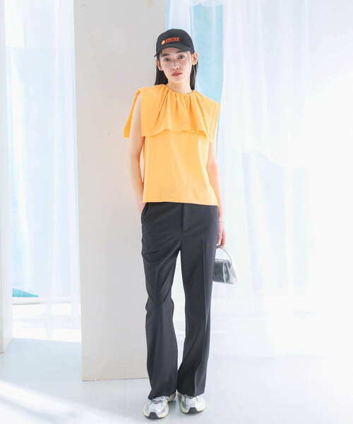 URBAN RESEARCH ROSSO WOMEN(アーバンリサーチ ロッソ)の「ケープデザインTシャツ(Tシャツ/カットソー・レディース・ネイビー/オフホワイト/オレンジ・FREE)」の7枚目の写真